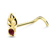 Leaf with Stone Silver Curved Nose Stud NSKB-751